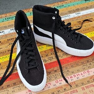 Puma Black and White High-Top Sneakers